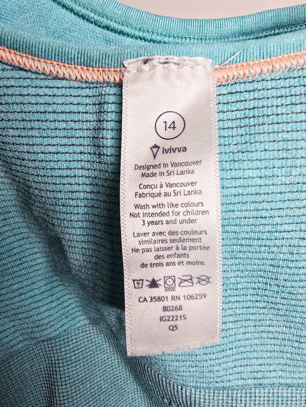 Ivivva by Lululemon Teal Fly Tech Long Line Seamless Sports Bra Size  14 - Picture 2 of 4